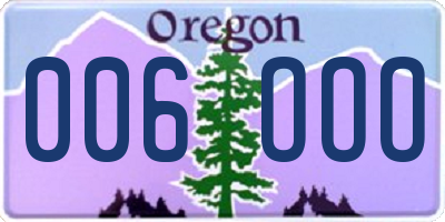 OR license plate 006OOO