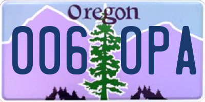 OR license plate 006OPA