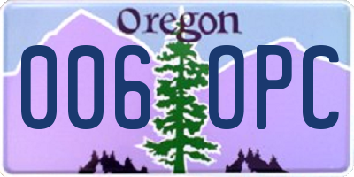 OR license plate 006OPC