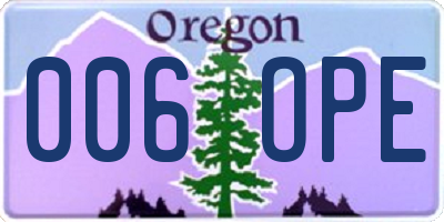 OR license plate 006OPE