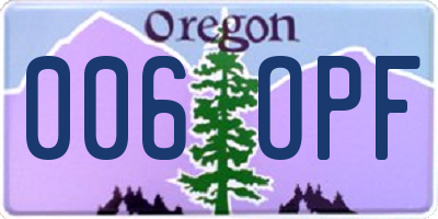OR license plate 006OPF