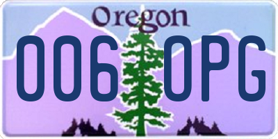OR license plate 006OPG