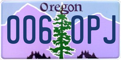 OR license plate 006OPJ