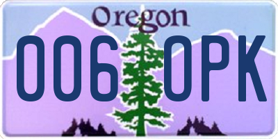OR license plate 006OPK