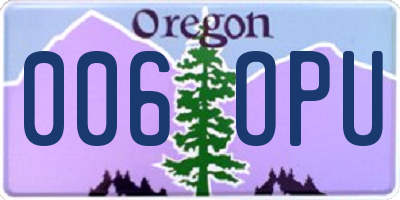 OR license plate 006OPU
