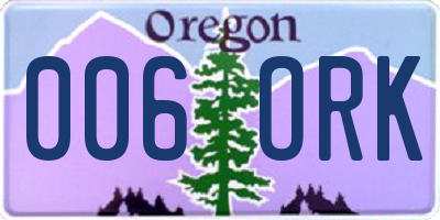 OR license plate 006ORK