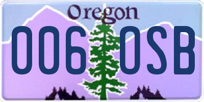 OR license plate 006OSB