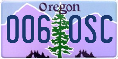 OR license plate 006OSC