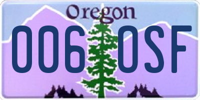 OR license plate 006OSF
