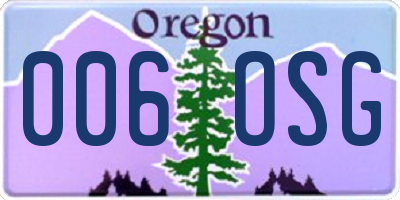 OR license plate 006OSG