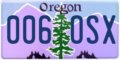 OR license plate 006OSX