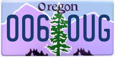 OR license plate 006OUG