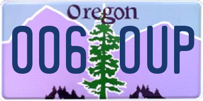 OR license plate 006OUP