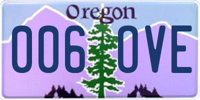 OR license plate 006OVE