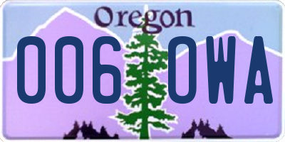 OR license plate 006OWA
