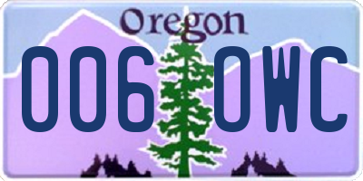 OR license plate 006OWC
