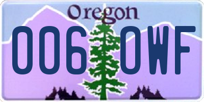 OR license plate 006OWF