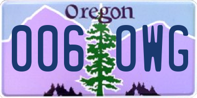 OR license plate 006OWG