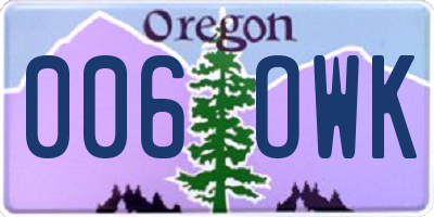 OR license plate 006OWK