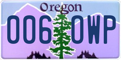 OR license plate 006OWP