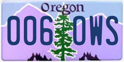 OR license plate 006OWS