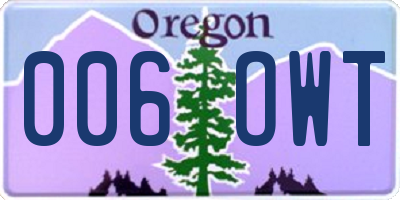 OR license plate 006OWT