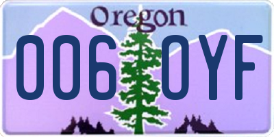 OR license plate 006OYF