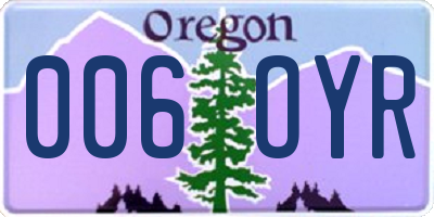 OR license plate 006OYR