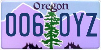 OR license plate 006OYZ