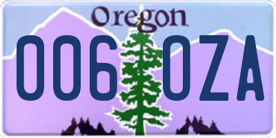 OR license plate 006OZA
