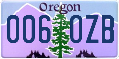 OR license plate 006OZB
