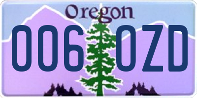 OR license plate 006OZD