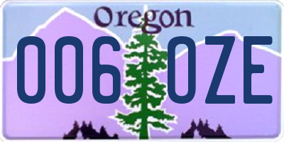 OR license plate 006OZE