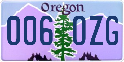 OR license plate 006OZG