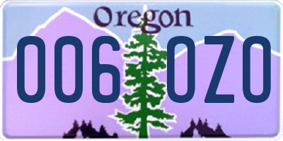 OR license plate 006OZO