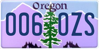 OR license plate 006OZS