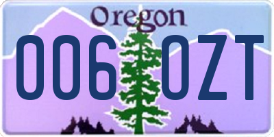 OR license plate 006OZT