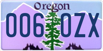 OR license plate 006OZX