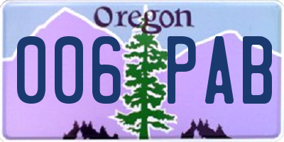 OR license plate 006PAB