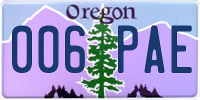 OR license plate 006PAE