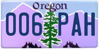 OR license plate 006PAH