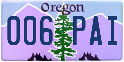 OR license plate 006PAI