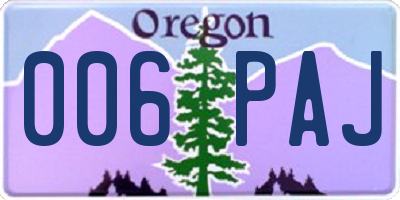 OR license plate 006PAJ