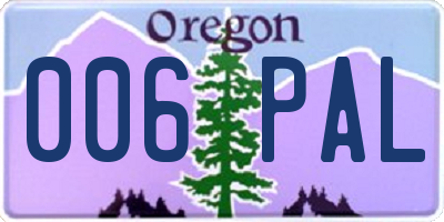 OR license plate 006PAL