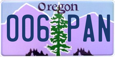 OR license plate 006PAN