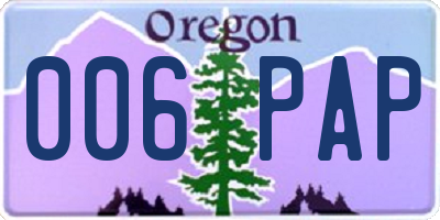 OR license plate 006PAP