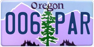 OR license plate 006PAR