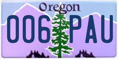 OR license plate 006PAU