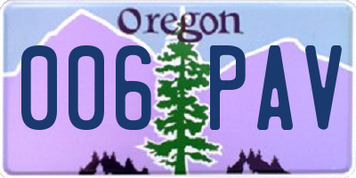 OR license plate 006PAV