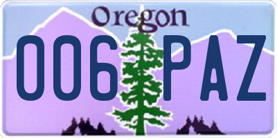 OR license plate 006PAZ